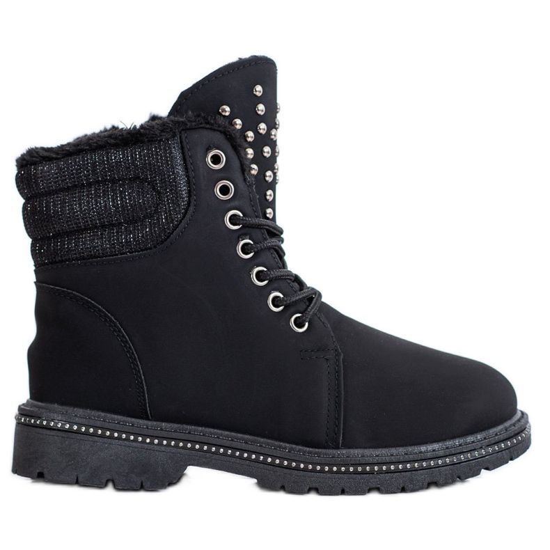 SHELOVET Trappers neri con zirconi cubici nero