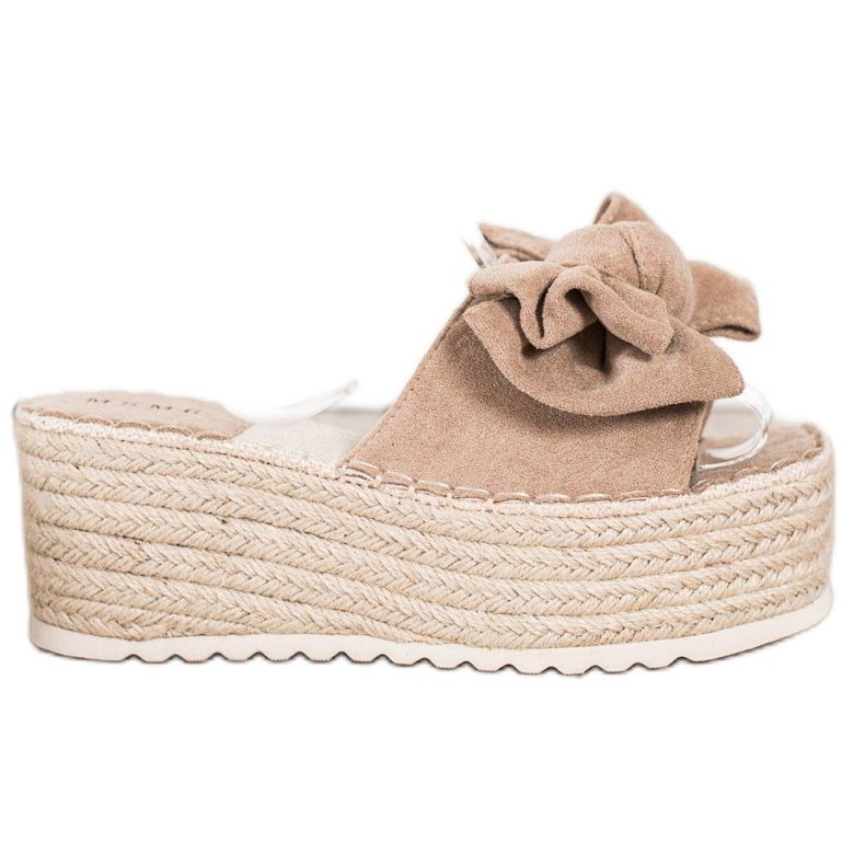 SHELOVET Pantofole Sulla Piattaforma Con Fiocco beige