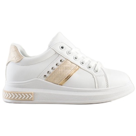 SHELOVET Scarpe da ginnastica casual bianca d'oro