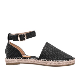 Espadrillas nere con motivo in pelle di serpente nero