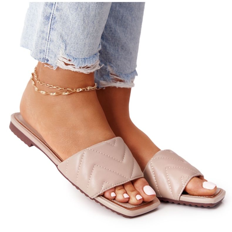 S.Barski Ciabatte In Pelle Con Trapunta S. Barski 331-42 Cappuccino beige