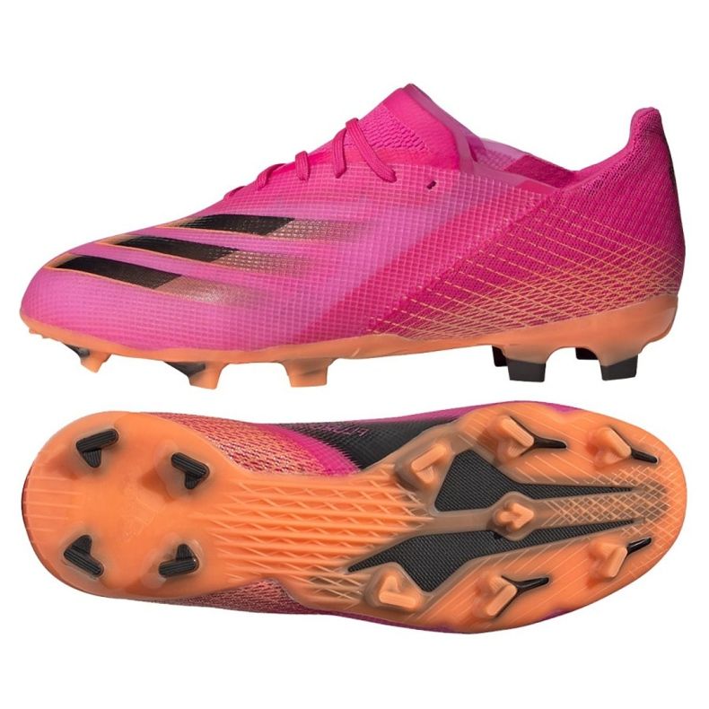 Scarpe da calcio Adidas X Ghosted.1 Fg Jr FW6956 rosa, arancione rosa
