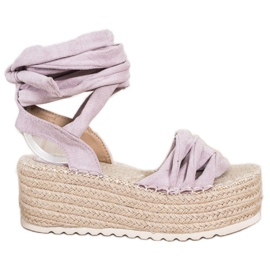 SHELOVET Sandali espadrillas allacciati viola