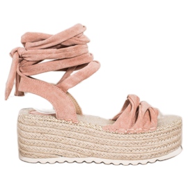 SHELOVET Sandali espadrillas allacciati rosa