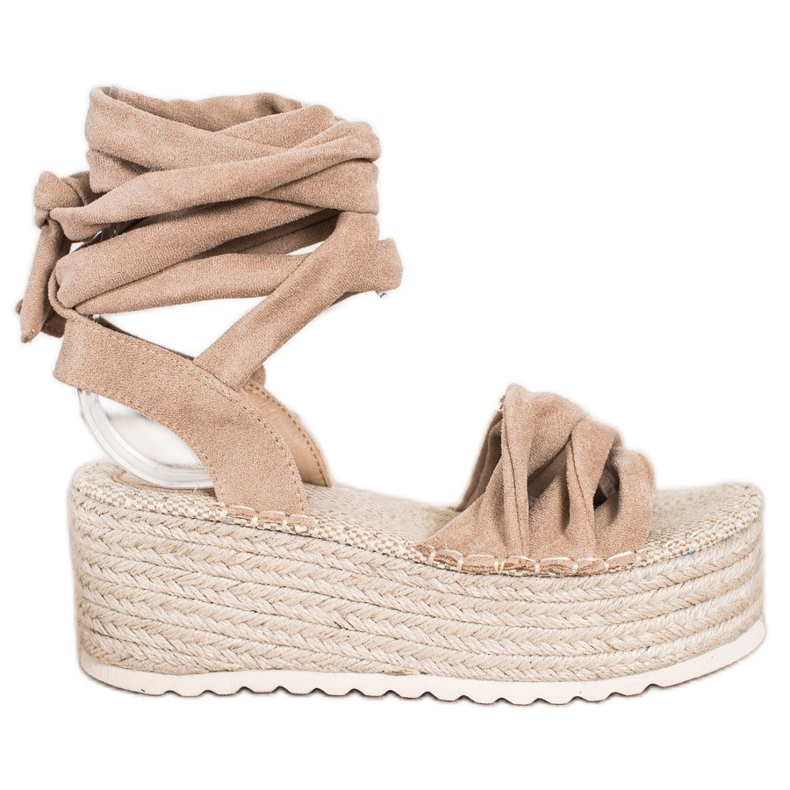 SHELOVET Sandali espadrillas allacciati beige