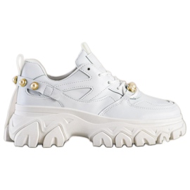 SHELOVET Sneakers Bianche Con Perle bianco