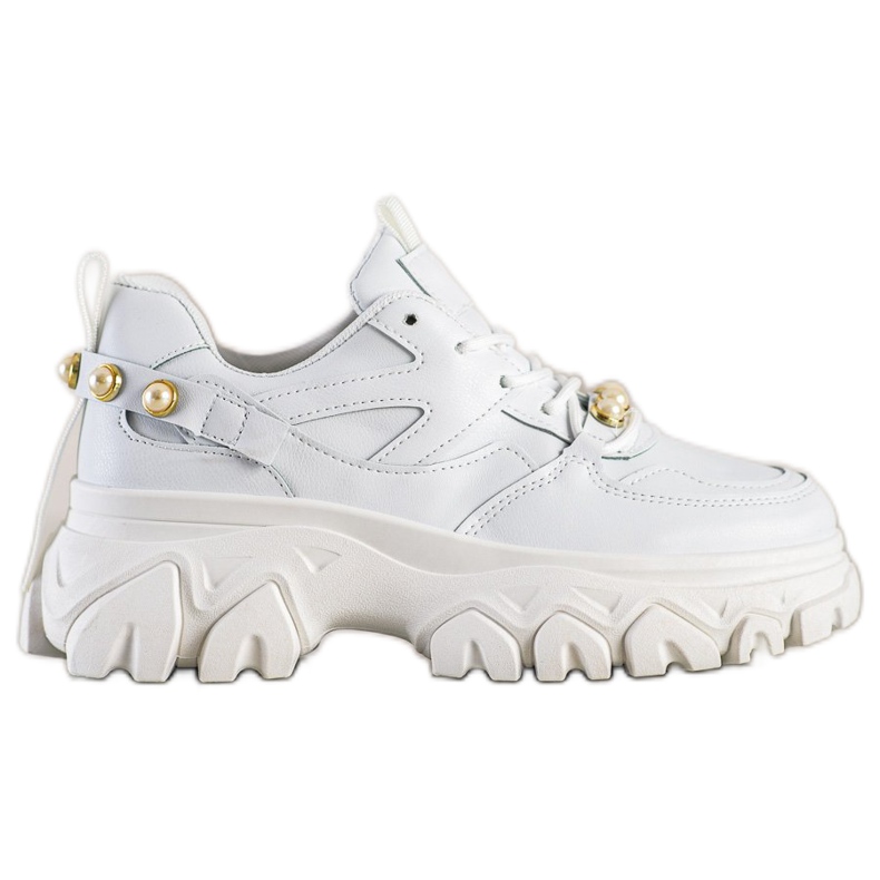 SHELOVET Sneakers Bianche Con Perle bianca