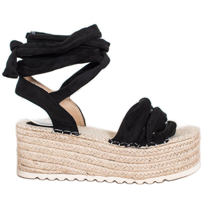 SHELOVET Sandali espadrillas allacciati nero