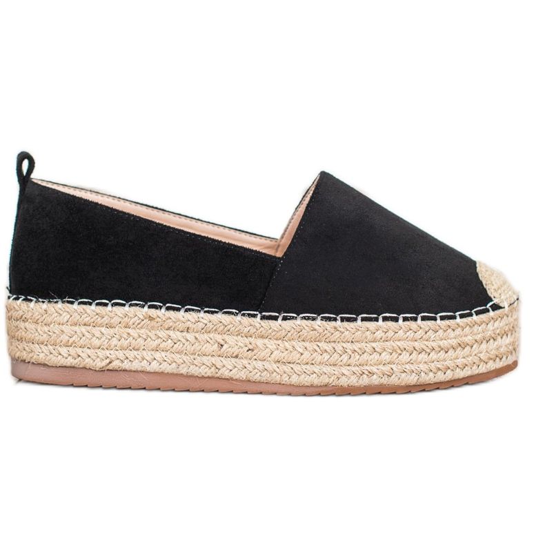 SHELOVET Espadrillas in pelle scamosciata sulla piattaforma nero