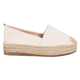 SHELOVET Espadrillas in pelle scamosciata sulla piattaforma beige