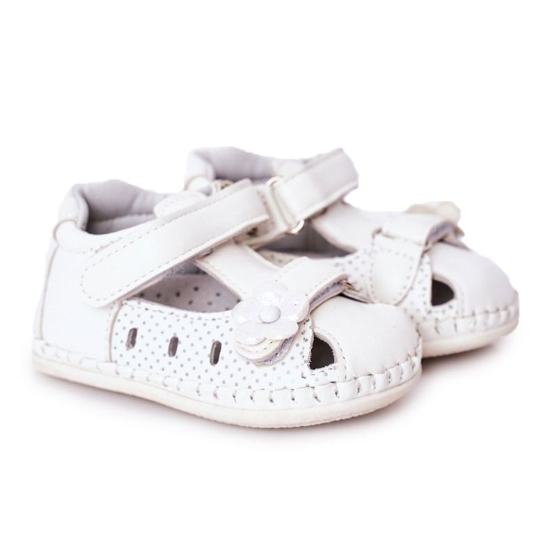 Apawwa Sandali Bambini Con Velcro Fiori Bianchi bianca