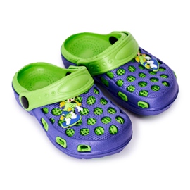 Pantofole in schiuma per bambini Crocs Navy Blue-Green Jupiter blu navy verde