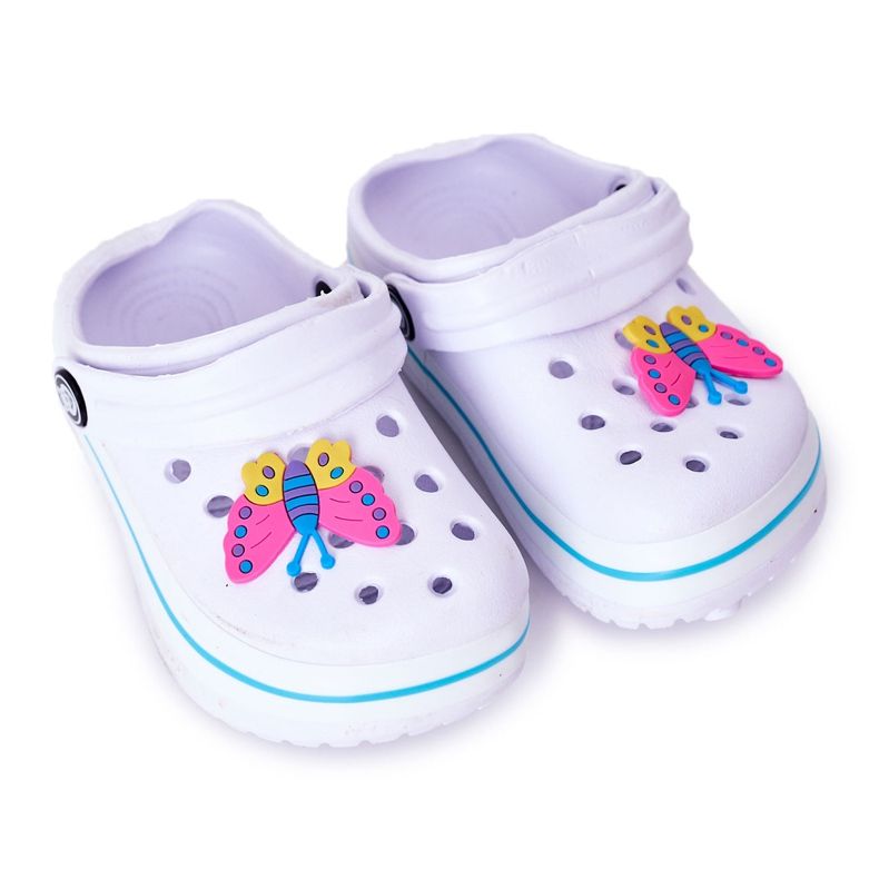 Pantofole in schiuma per bambini Kroks White Lazy Day bianca multicolore