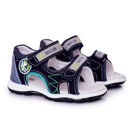 EVE Sandali da calcio blu navy per bambini con velcro multicolore
