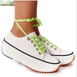 NEWS Sneakers Da Donna Sulla Piattaforma White Electric Love bianca verde