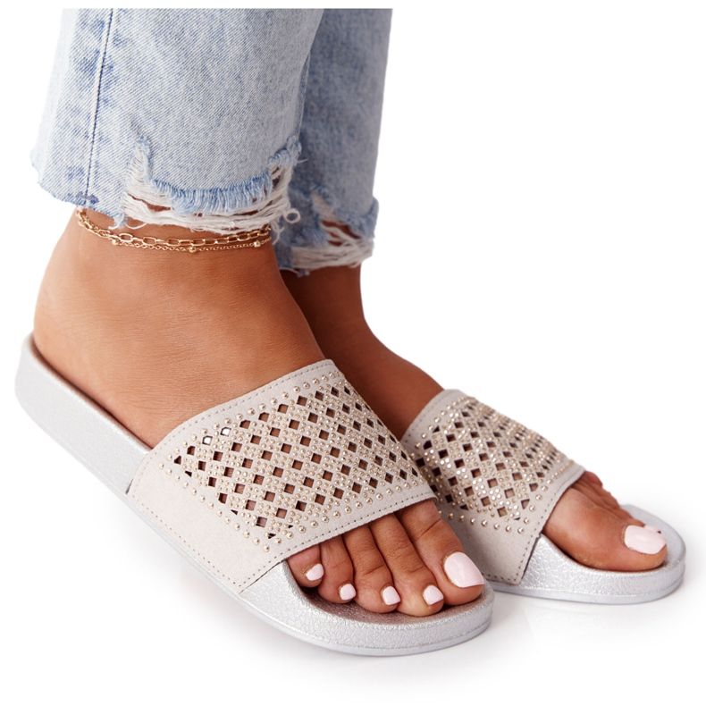 EVE Pantofole in gomma con paillettes Tonya grigie grigio