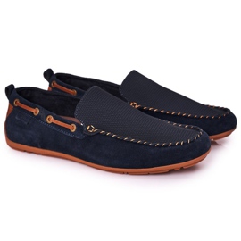 Mocassini casual in pelle scamosciata GOE HH1N4019 Blu navy marrone