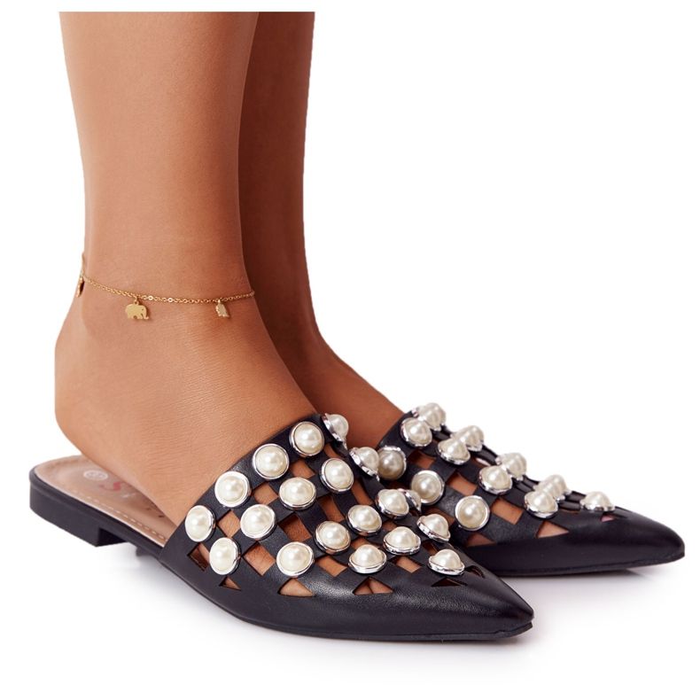 PS1 Pantofole Nere Ripple Con Tomaia E Perle nero