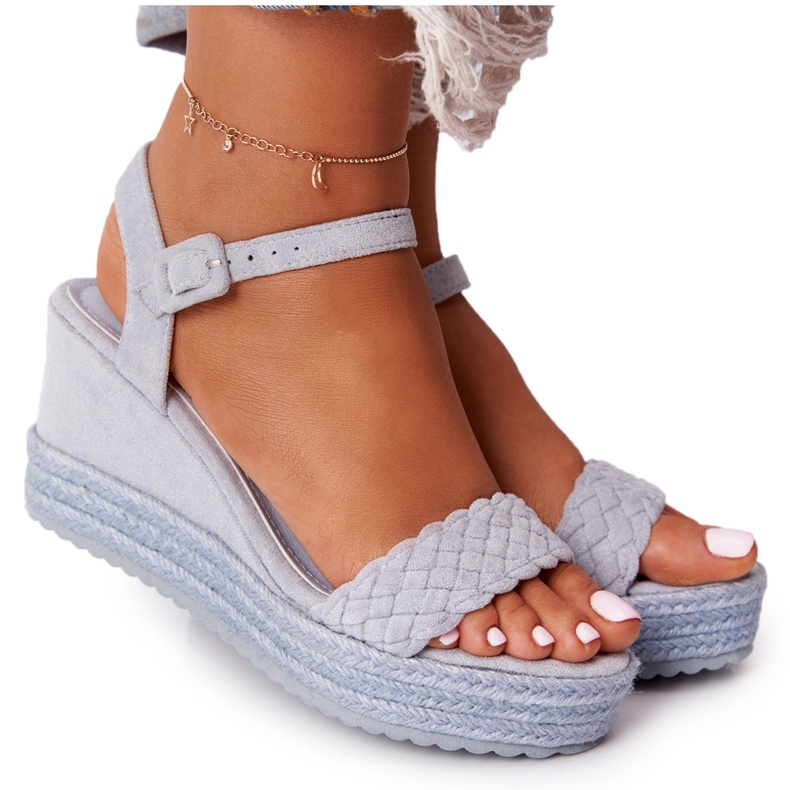 PS1 Sandali Con Zeppa Con Trecce Blu Isole Baleari