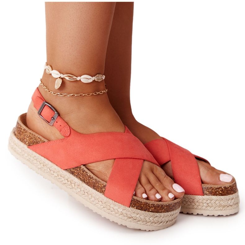 Sandali Sulla Piattaforma Di Sughero Big Star FF274A129 Koral beige rosso