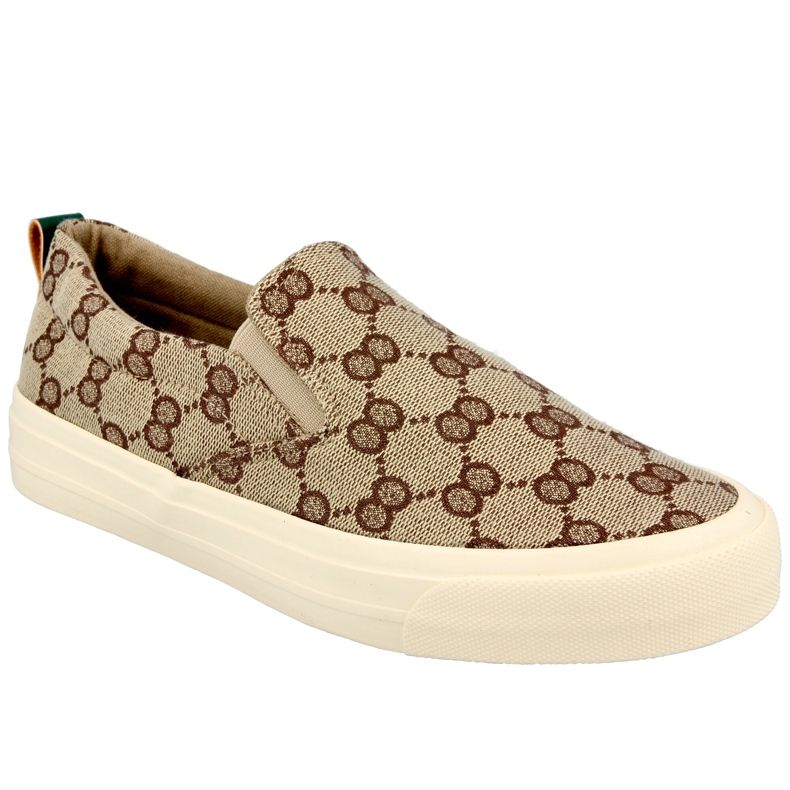 Sneakers da donna con logo Slip-On Khaki Challenge beige marrone