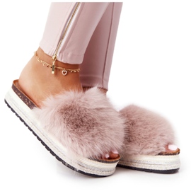PS1 Pantofole Beige Adventure Platform con Pelliccia
