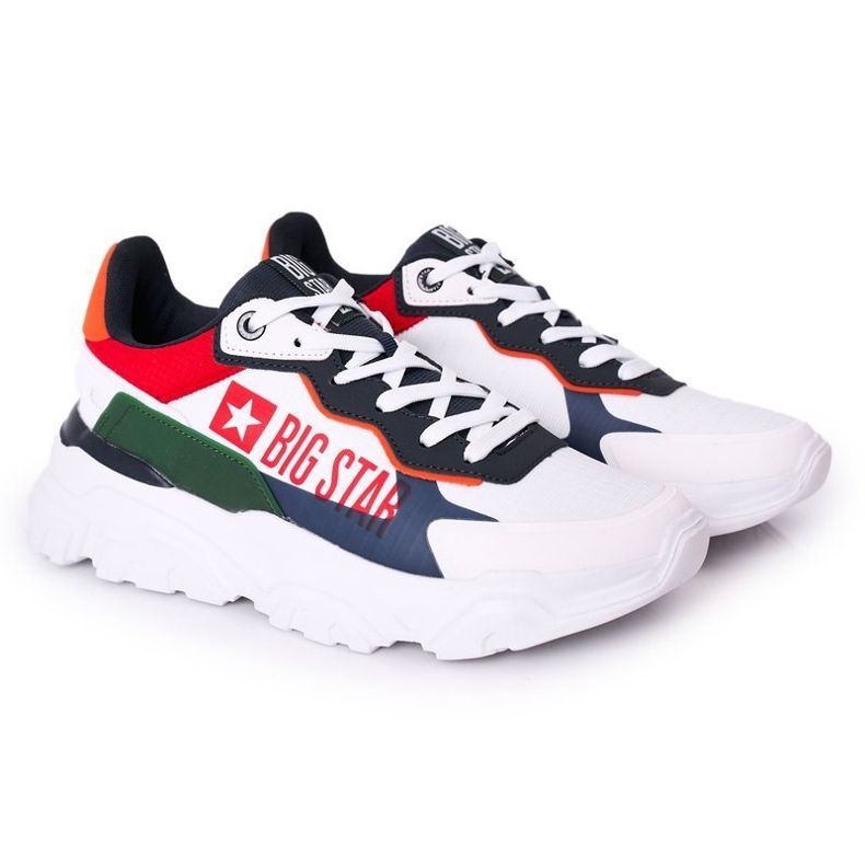 Scarpe sportive da uomo Memory Foam Big Star HH174208 Bianche e Blu Navy bianco multicolore