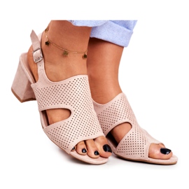 BUGO Sandali Da Donna Con Tacco Traforato Beige Valery