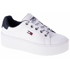 Tommy Hilfiger Iconic Leather Flatform scarpe in EN0EN01113-YBR bianco blu navy