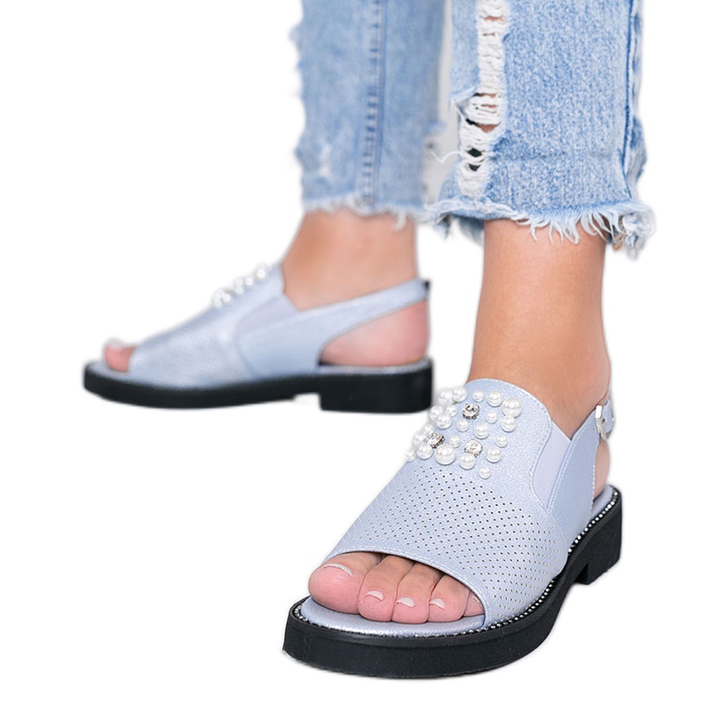 Sandali blu con perle Like A Woman