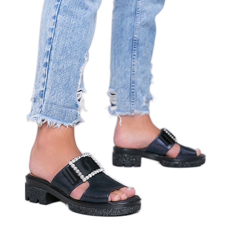 Infradito blu lucide con fibbia Lizzy