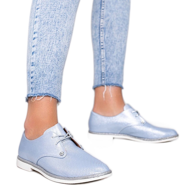 Scarpe Grand Street blu lucide traforate