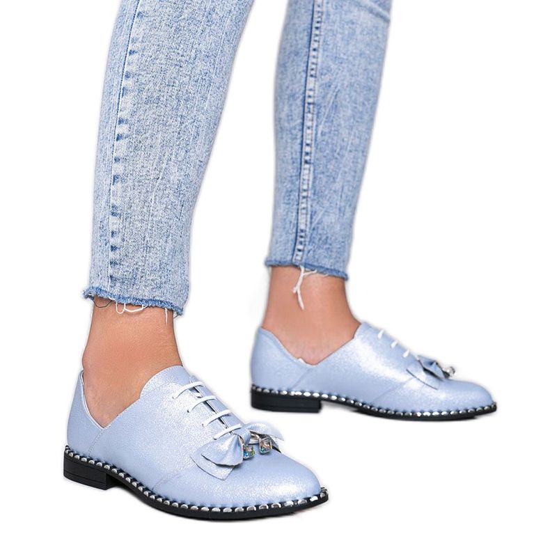 Scarpe blu lucide con fiocco Lost Stars