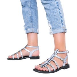 Xana sandali gladiatore blu metallizzato