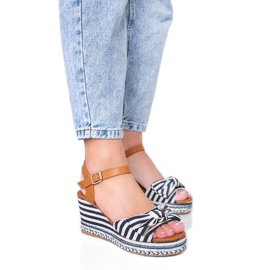 Sandali Dulce con zeppa blu e bianca