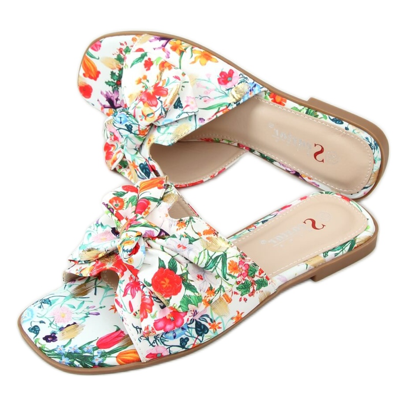 Ciabatte floreali da donna JH163P Flower White multicolore