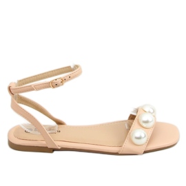 Sandali donna beige con perle H19 Beige