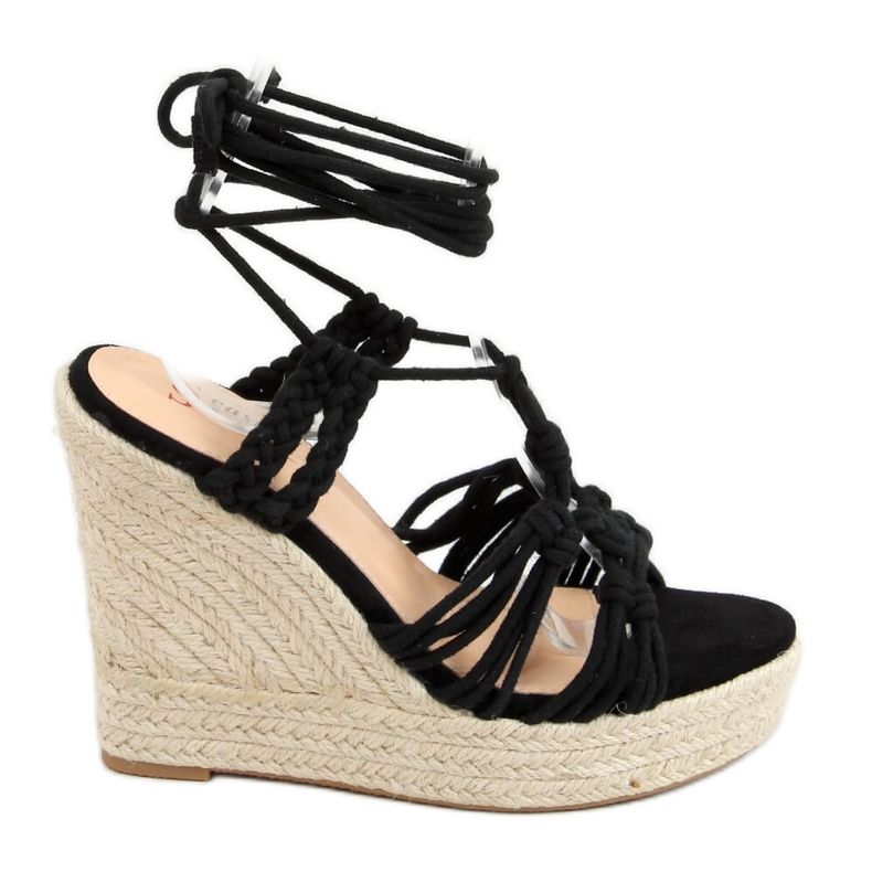 Espadrillas nere su una zeppa intrecciata nera M319P Black nero