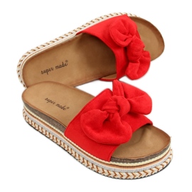 Red 7705 Pantofole rosse sulla suola decorata rosso