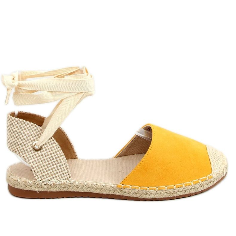 H-107 Espadrillas alla caviglia giallo miele beige