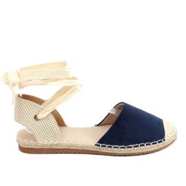 Espadrillas allacciate alle caviglie, blu navy H-107 Blue beige