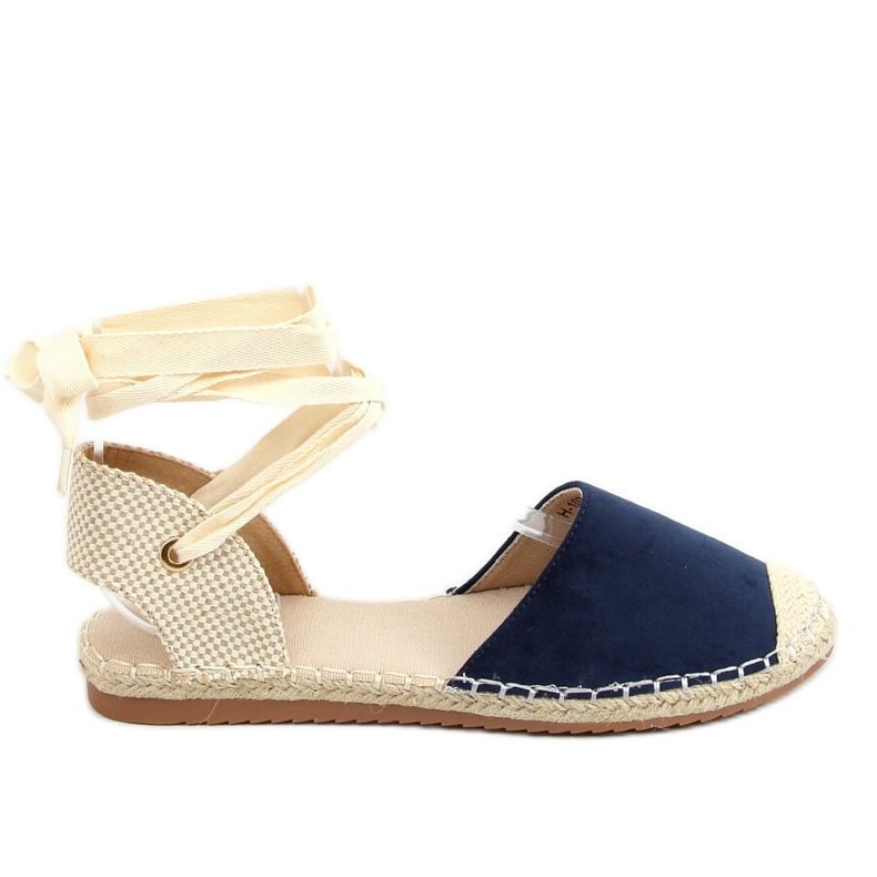 Espadrillas allacciate alle caviglie, blu navy H-107 Blue beige