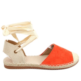 Arancione H-107 Espadrillas arancioni allacciate alle caviglie beige arancia