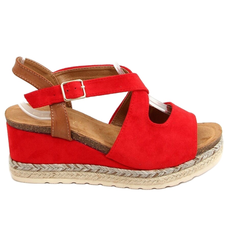 Red YL90 Espadrillas rosse su zeppe rosso