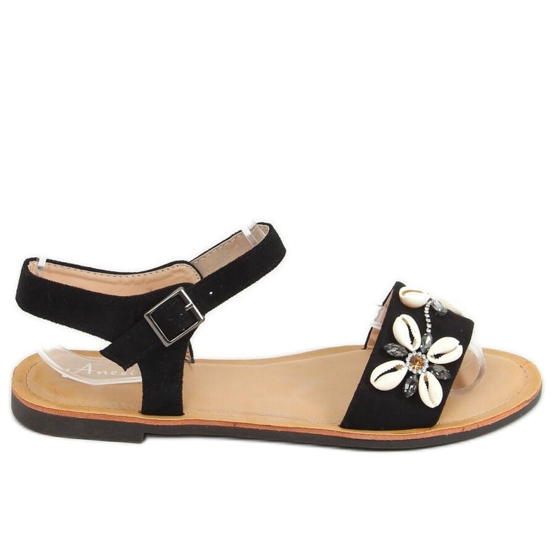 Nero M78 Sandali neri con conchiglie