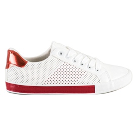SHELOVET Sneakers traforate con inserto rosso bianco