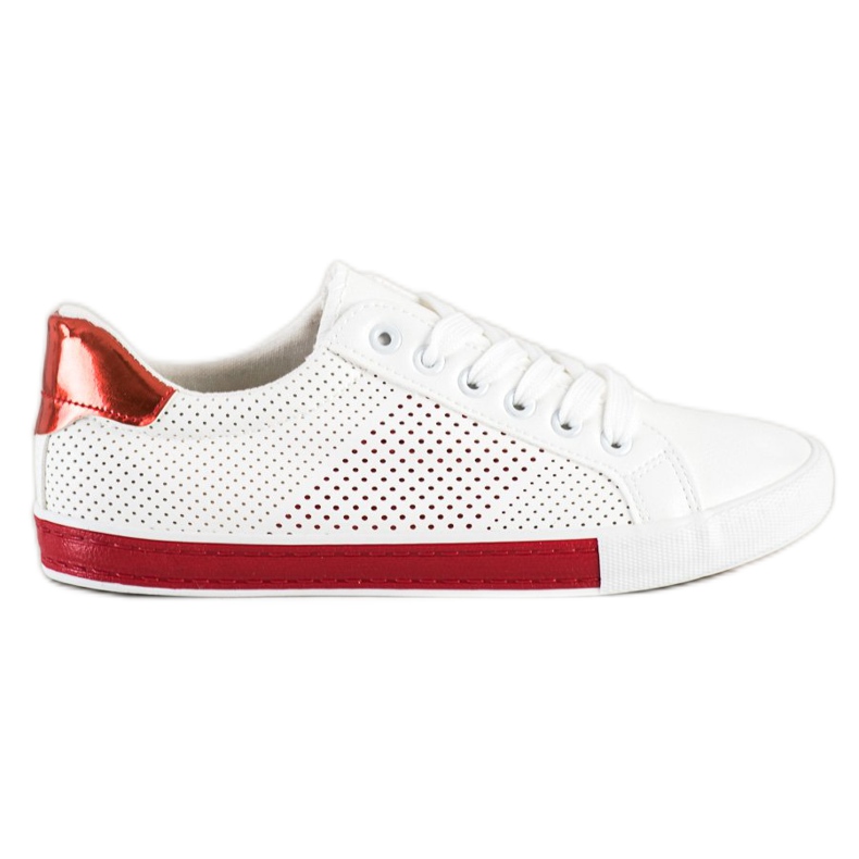 SHELOVET Sneakers traforate con inserto rosso bianca