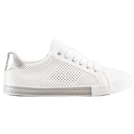 SHELOVET Sneakers traforate con inserto argento bianco