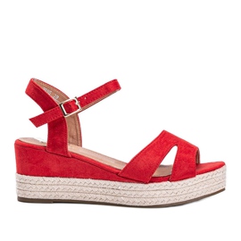 Espadrillas rosse sul cuneo Moon Rising rosso