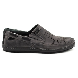 Polbut Scarpe da uomo, mocassini traforati J68 / 2L grigio